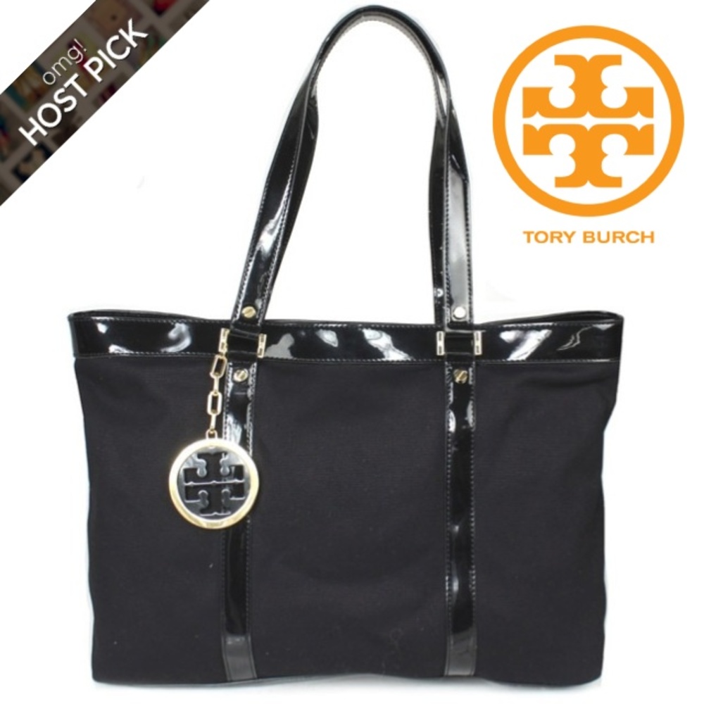 TORY BURCH LOGO CHARM TOTE